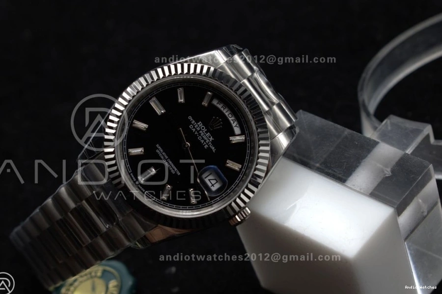 40 GSF Dial Weight DayDate on President A Crystal Black Bracelet Bright Gain 718 SS 0227